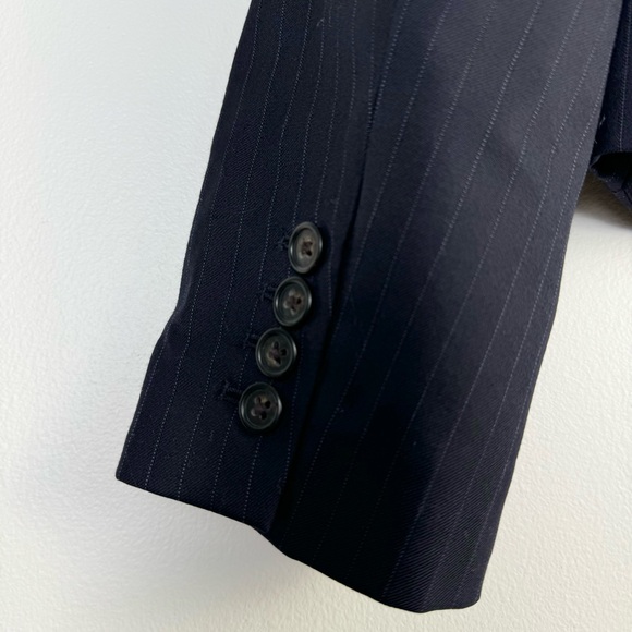 J Crew Super 120’s Blazer Suit Jacket 10T 10 Tall Black Pinstriped 2 Button Wool - Picture 5 of 11